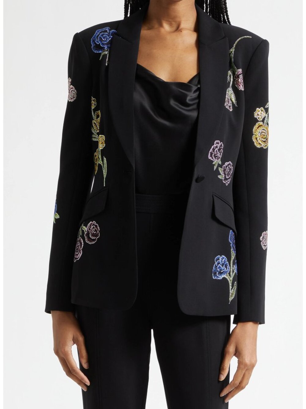 Cinq à Sept Floral Ribbons Diamante Crepe Jacket - Picture 2 of 10